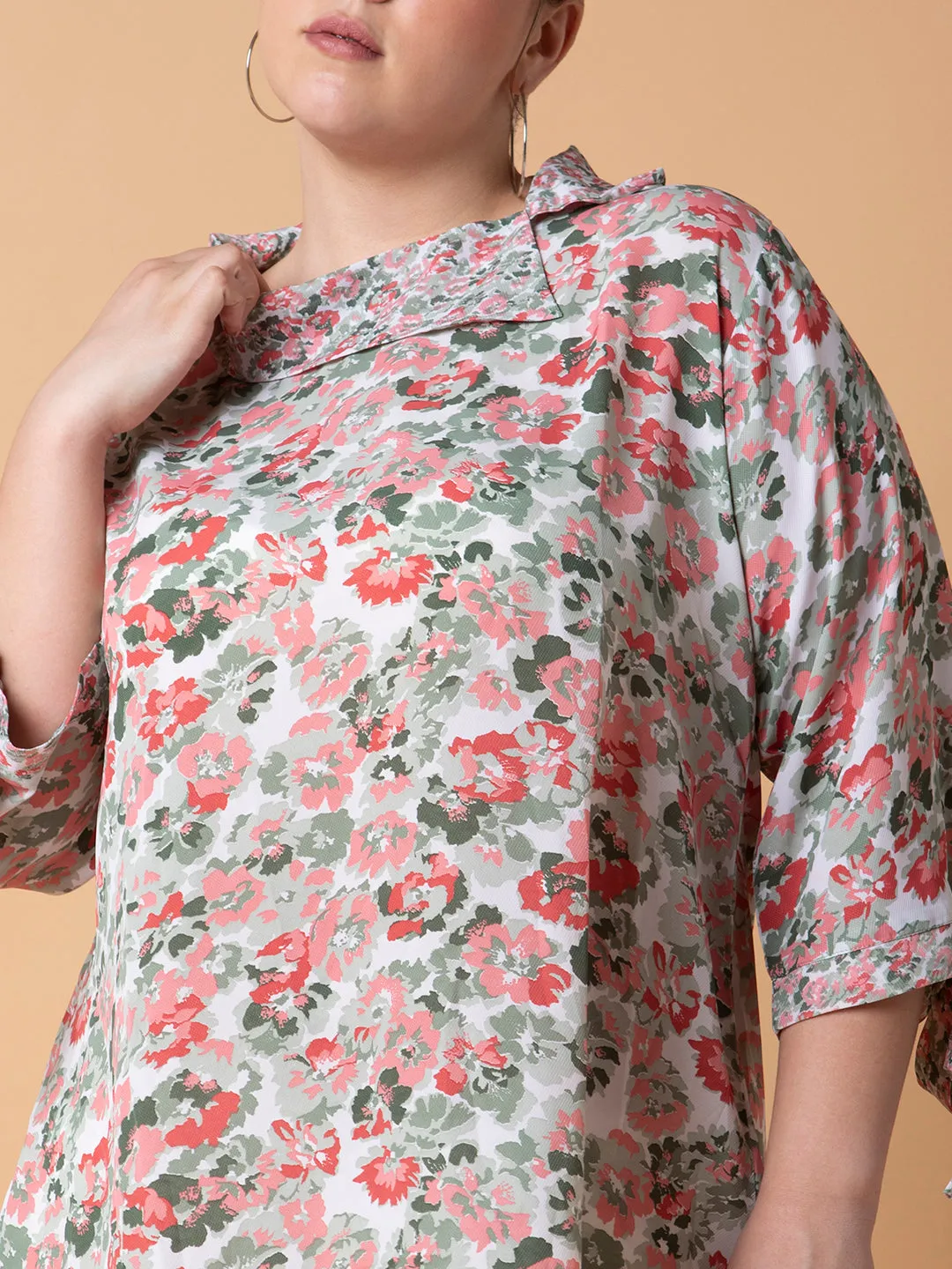 Women Floral Sea Green Top