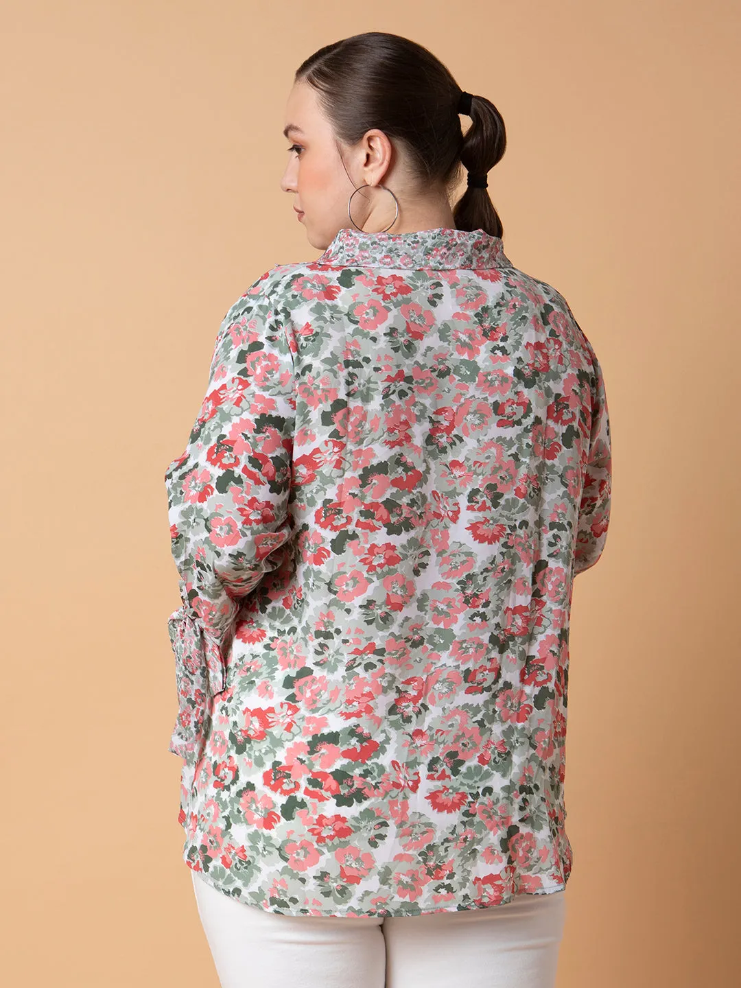 Women Floral Sea Green Top