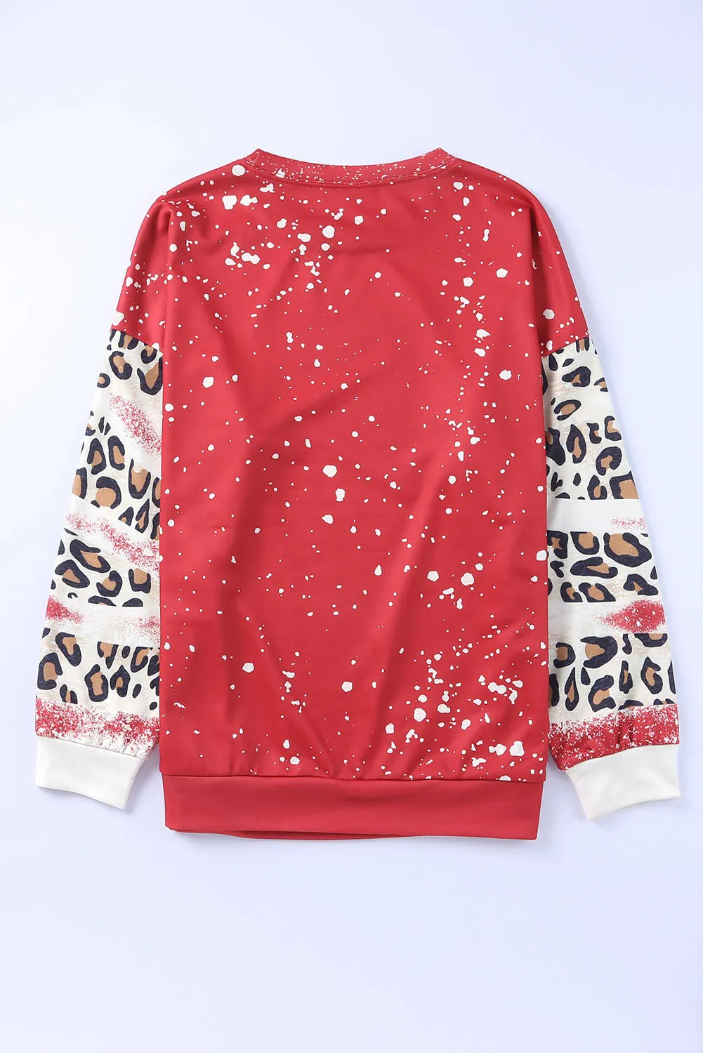 Womens Fiery Red Tie Dye Leopard Drop Shoulder Sweatshirt