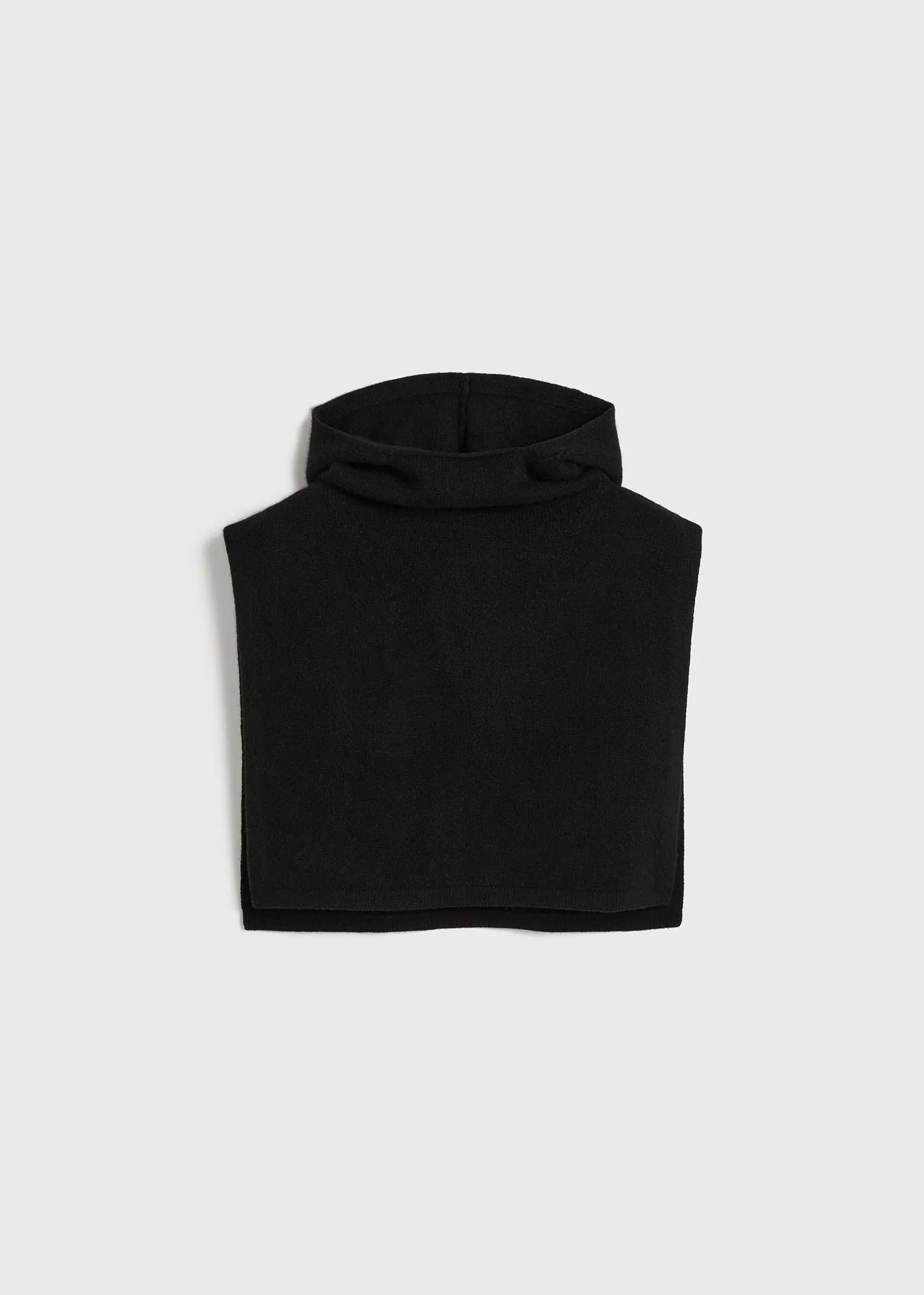 Wool cashmere hoodie bib black