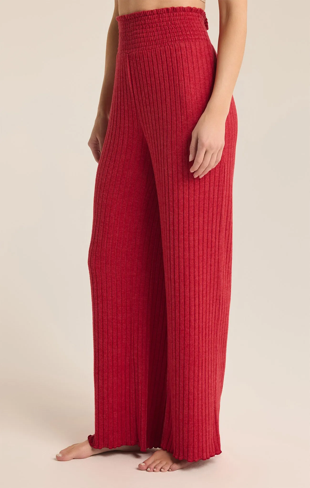 Z SUPPLY - DAWN SMOCKED RIB PANT HAUTE RED